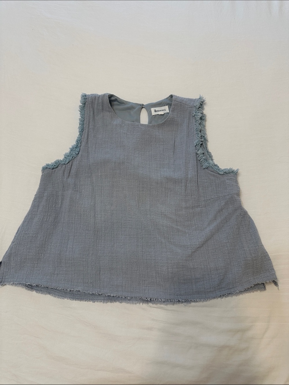 Slate Frayed-Trim Sleeveless Camisole Top